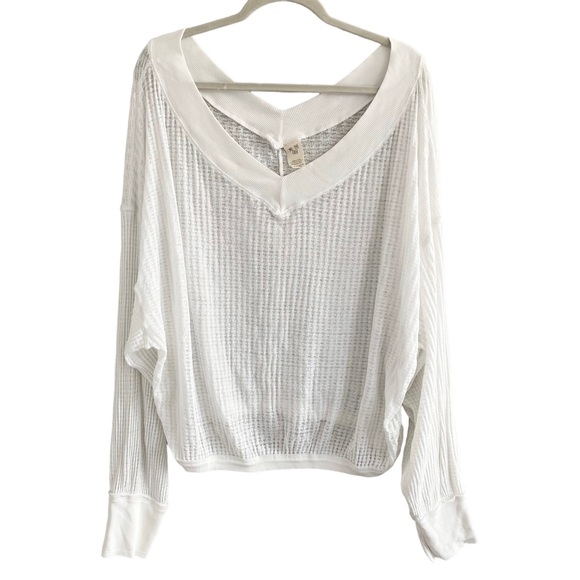 Free People Tops - Free People We The Free Southside Waffle Knit Thermal Semi Sheer White Top